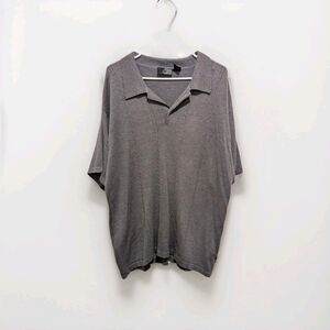 J. Ferrar Men's Size XL Grey Short Sleeve Sweater Polo Collar